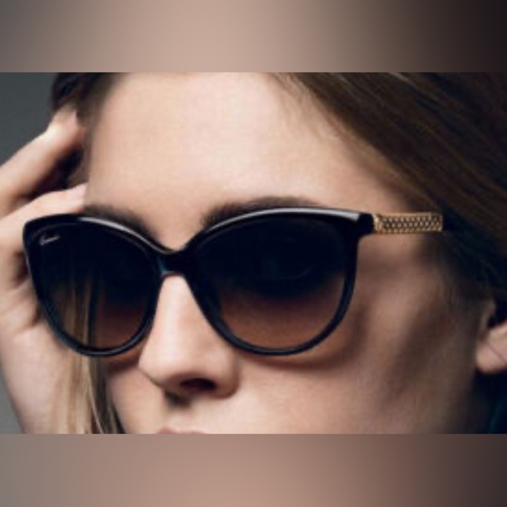 Gucci Gold Plated Cat-Eye Sunglasses